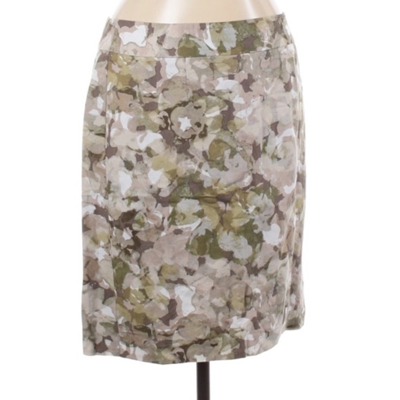 Banana republic Linen green botanical Watercolor Floral skirt 12 - Picture 1 of 6